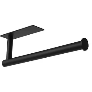 Paper Towel Holder - Under Cabinet Paper Towel Holder for Kitchen, Adhesive Paper Towel Roll Rack for Bathroom Towel, Wall Mounted Matte Black Paper Towel Rack, SUS304 Stainless Steel