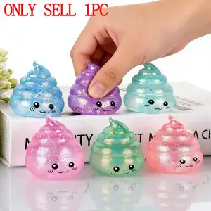 Novelty Squishy Poo Stress Ball Squishies Toys Glitter Funny Stretchy Squishies Stretch Squeeze Fidget Toys for Kids Adults Fool's Day Prank Gift
