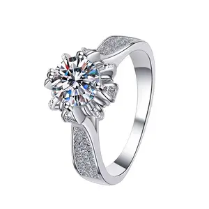 Radiant 1CT Moissanite Diamond Ring in White Gold-Plated Sterling Silver with White Gemstone Accents