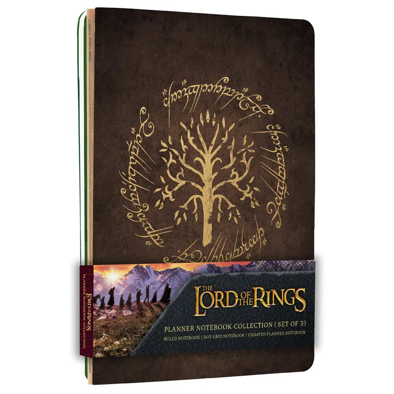 Lord of the Rings Undated 52-Week Planner Notebook Collection, 3-Piece 6x8.5in Dot Grid Set, Fan-Inspired Adventure Theme with Middle-Earth Art, Undated Planner for Organizing Your Schedule & Note-Taking, Dot Grid Notebook