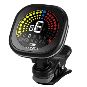 LEKATO WST-6800 Clip On Guitar Tuner Rechargeable, Tuner for Guitar, Bass, Ukulele, Violin & Chromatic Tuning Modes, Fast Accuratie Tuning, Super Bright Display to Read, for Professional/Beginners
