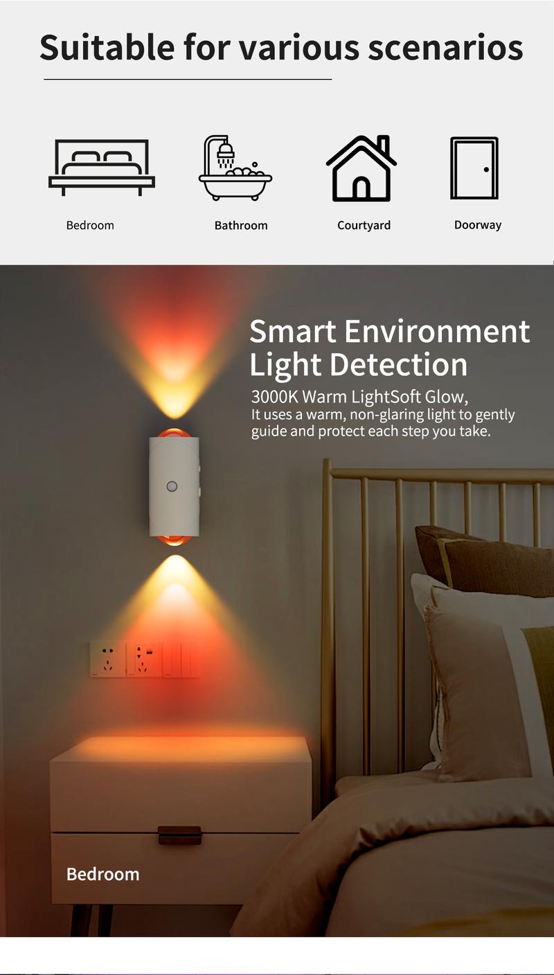 Smart Rechargeable LED Night Light with Motion Sensor | RGB Gradient & Dimmable Wall Lamp | Magnetic Stick-On Design, USB Charging, Long-Lasting Battery | Perfect for Halloween, Bedroom, Stairs, Hallway & Entryway Decor
