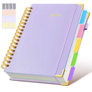 Hardcover Spiral Notebook journal with Removable Dividers Tabs, 300 Pages Leather 5 Subject Notebook College Ruled, 8"x10" Large B5 Notebooks for Work School Note taking,Lined Journal for Women