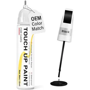 Gloss Black Touch Up Paint for cars, 2-in-1 Brush & Tip, 0.4 fl oz - Universal Car Scratch Repair Pen for Scratches & Scuffs, OEM Color Match, Quick-Dry & Long-Lasting