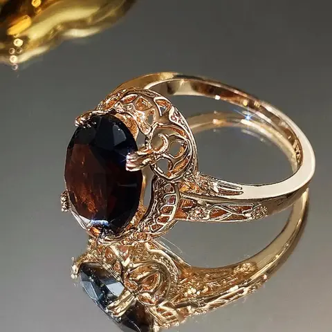 Vintage Oval Artificial Zircon Decor Metal Ring, Artificial Gemstone Ring, Beautiful Rings, Fashion Jewelry Accessories for Women & Girls, Jewelry for Engagement and Wedding Parties, Vintage Rings, Prong Ring