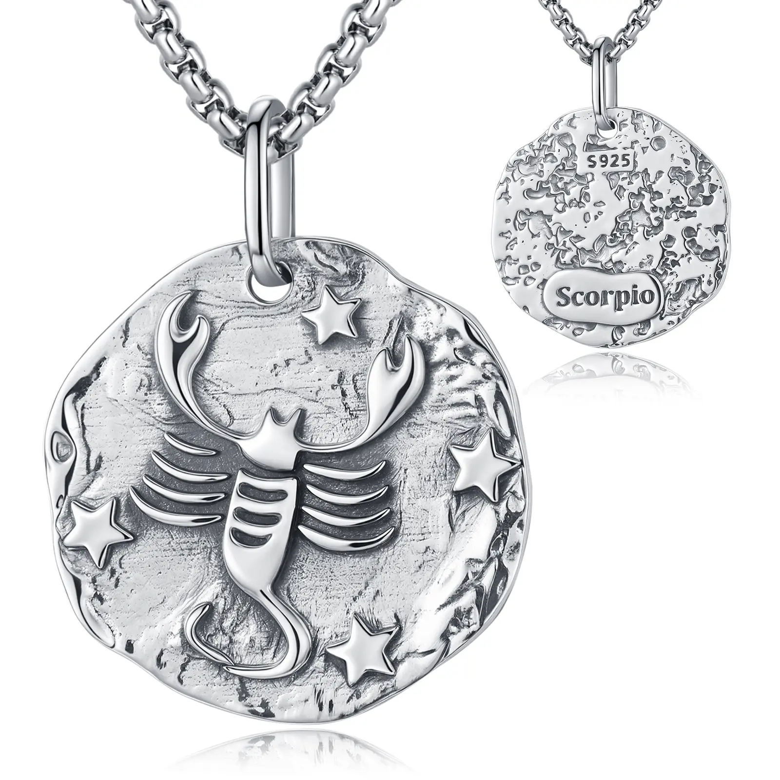 Sebina Zodiac Necklace Scorpio Zodiac Signs Charms Silver Jewelry 12 Zodiac Signs Pendant Necklace Gifts for Women Men Birthday Anniversary Lover Graduation Belief