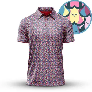 Funny Golf Polo � Wacky Eye-Catching Print, Lightweight Performance Golf Attire, Casual Wear � Geometric Pattern All Over Print Polo