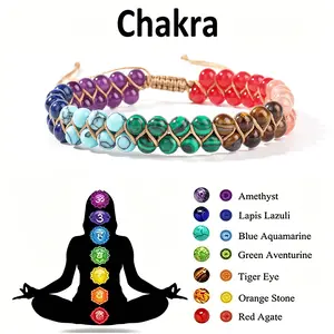 Hand-Woven Double-Layer Crystal Bracelet — Bohemian-Style Fashion Cord Wristband