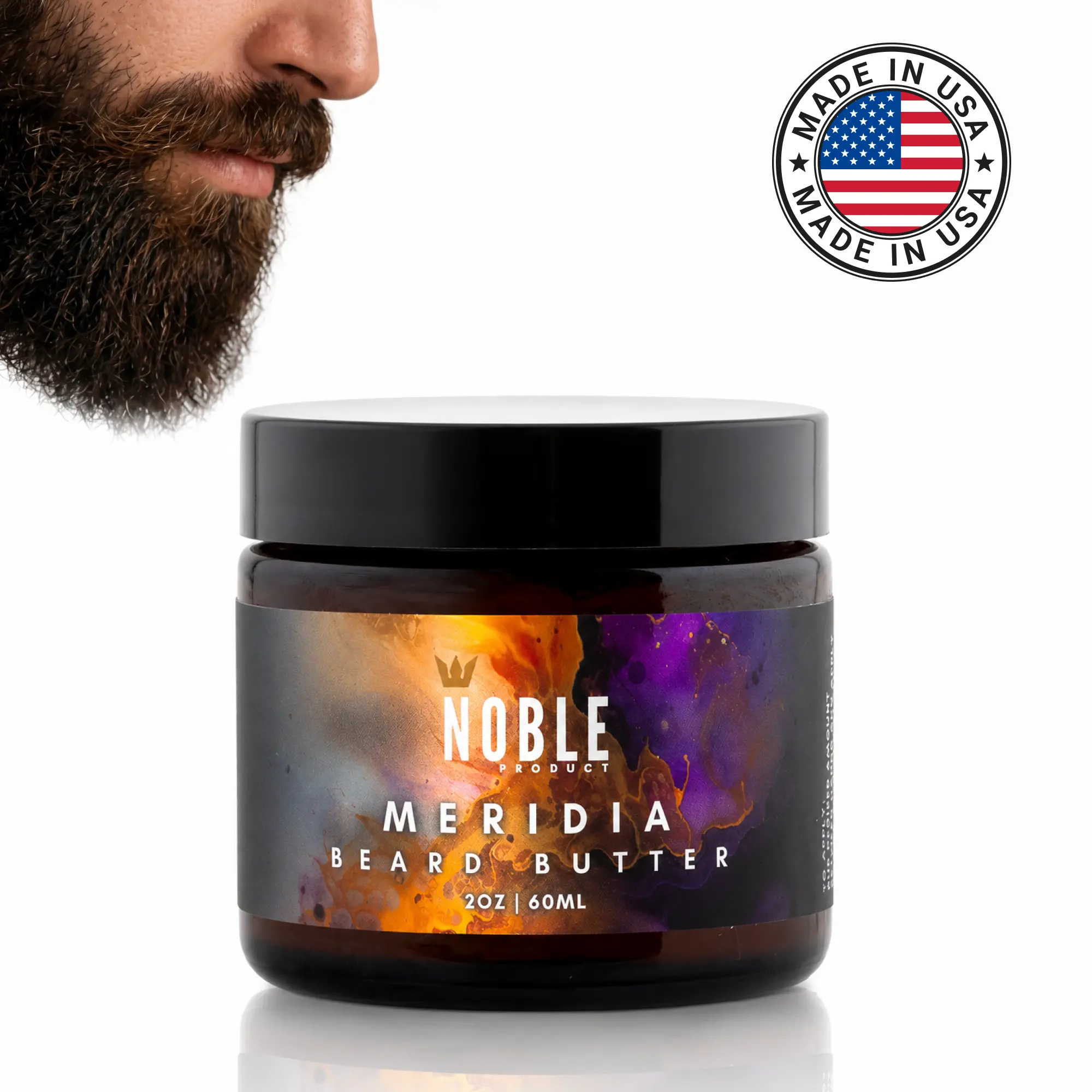 Meridia Beard Butter 2 oz | Exotic Vanilla Orchid, Almond & Palo Santo Scent – Adventure-Ready Hydration
