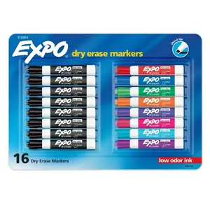 16 Count EXPO Low Odor Dry Erase Markers, Chisel Tip, Assorted Colors