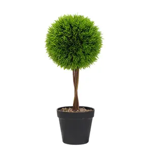 Artificial Boxwood Topiary Tree in Pot Realistic Faux Green Ball Plant for Indoor & Outdoor Home Décor No Maintenance Required Gifts Entryway