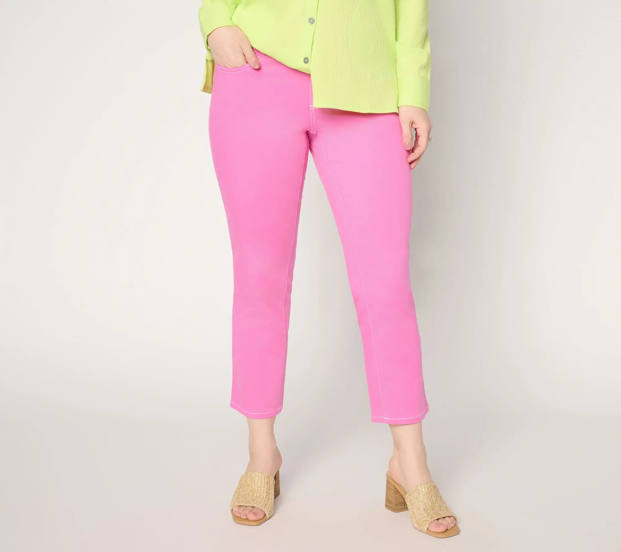 Belle by Kim Gravel Regular TripleLuxe Twill Topstitch Cropped Jean
