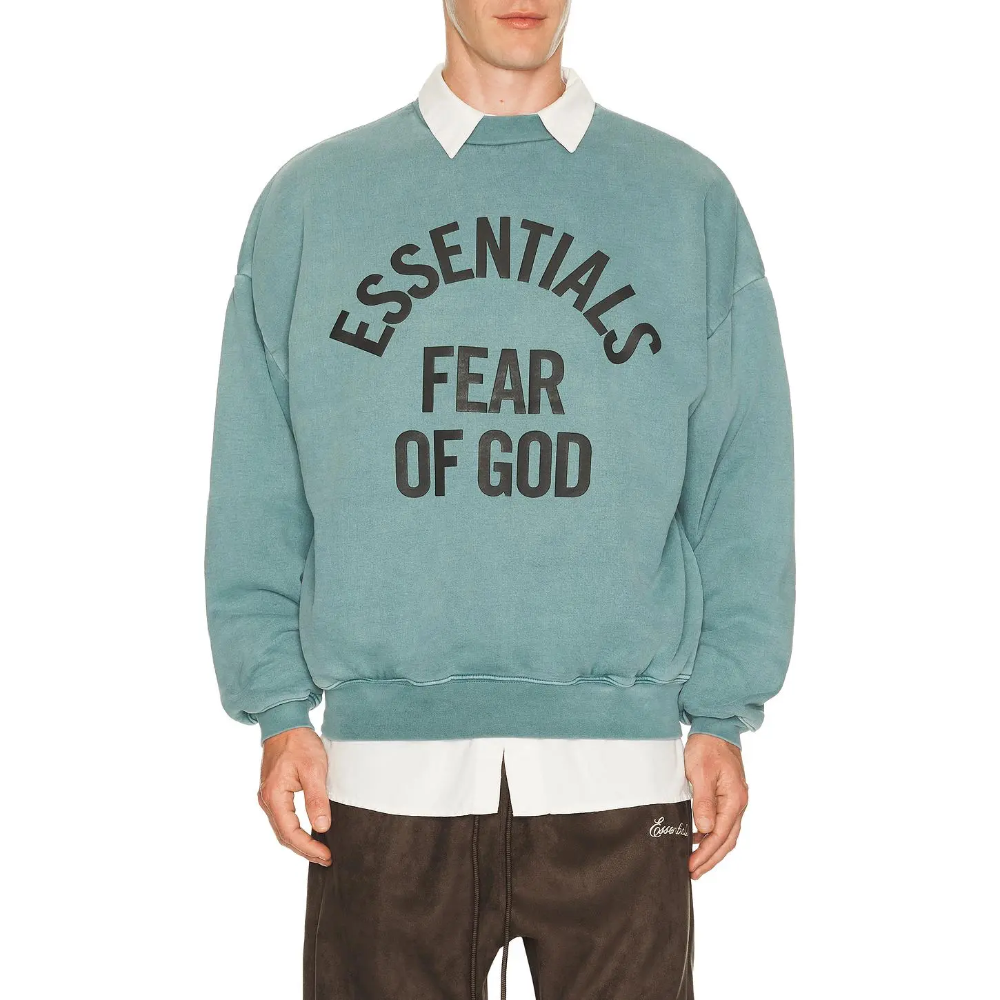 Fear of God ESSENTIALS Campus 90's Crewneck Sweatshirt in Faded Coastal