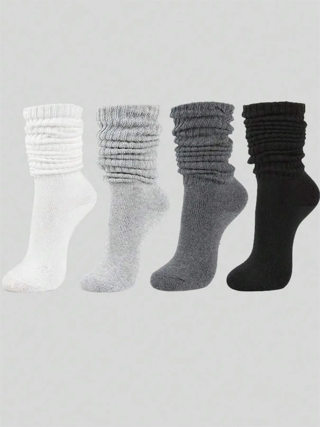 Women's Solid Color Over The Calf Socks, Fashion Casual Cozy Breathable Pile Socks for Daily Outdoor Wear, Women Socks for All Seasons