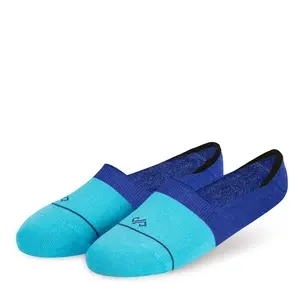 Colorful Cotton Socks: DS Unisex Invisibles (Aqua/Royal Blue)