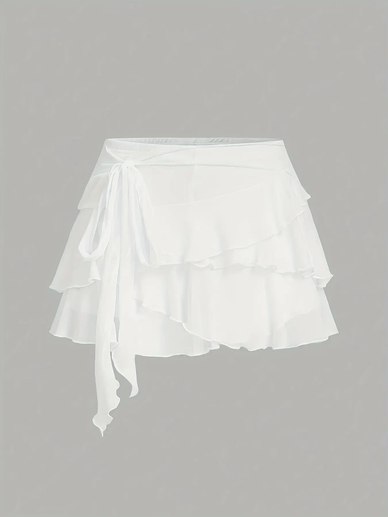 Women's Multi-Layer Ruffle Hem Mini Skirt, Bottoms, Woven, Fit, Low Waist Design, Elegant Style for Women, Perfect for Daily Wear & Special Occasions