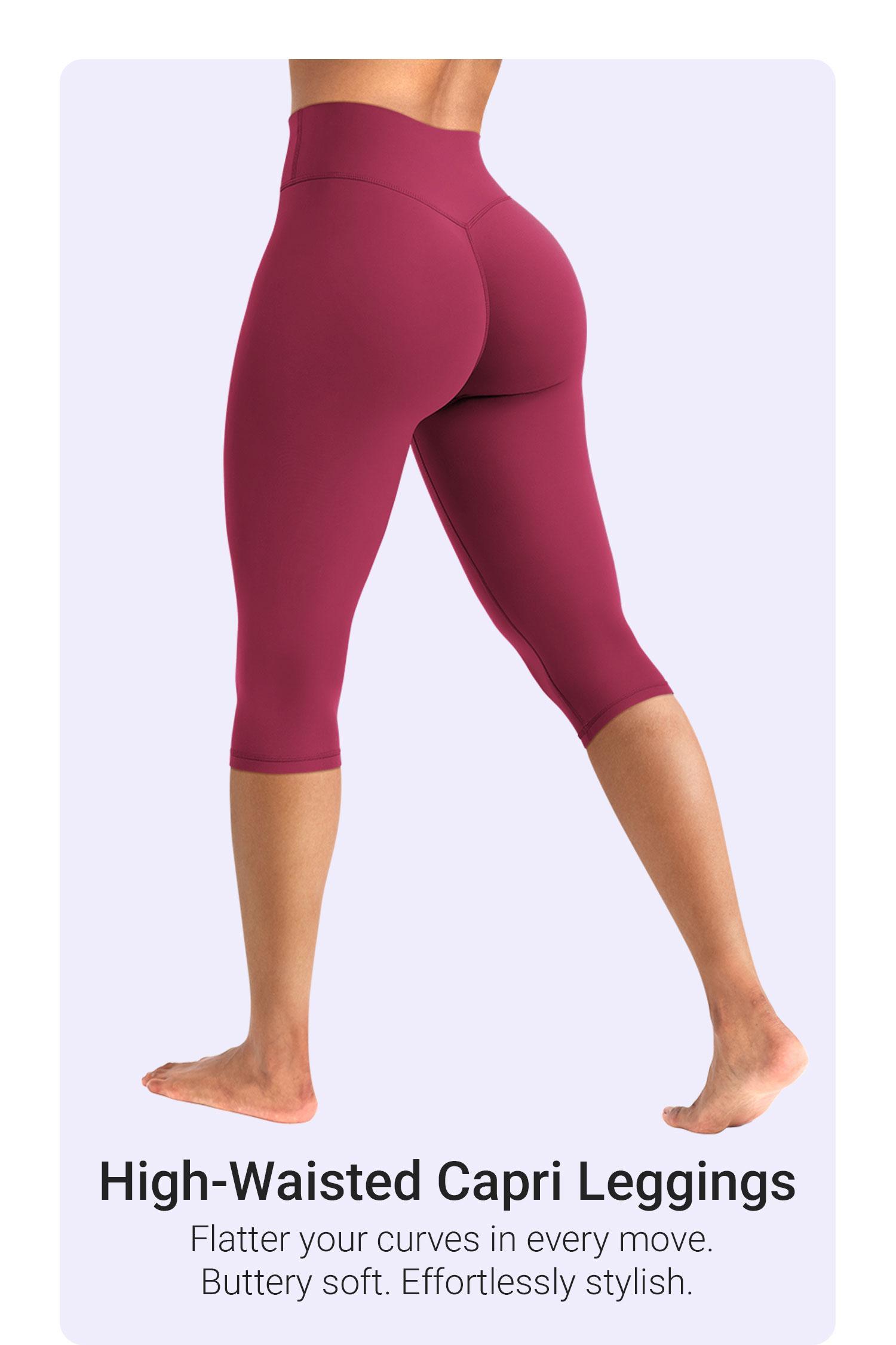 YEOREO Women's 17" High Waisted Workout Capri Leggings - No Front Seam, Hidden Scrunch, Everyday Active for Gym Yoga - Summer Finds, Soho Chic