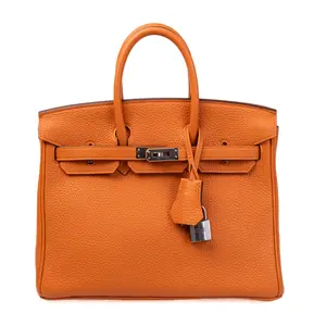Pre-owned HERMÈS Leather Top Handle Bags Hermes Birkin 25 Orange Togo H25100704