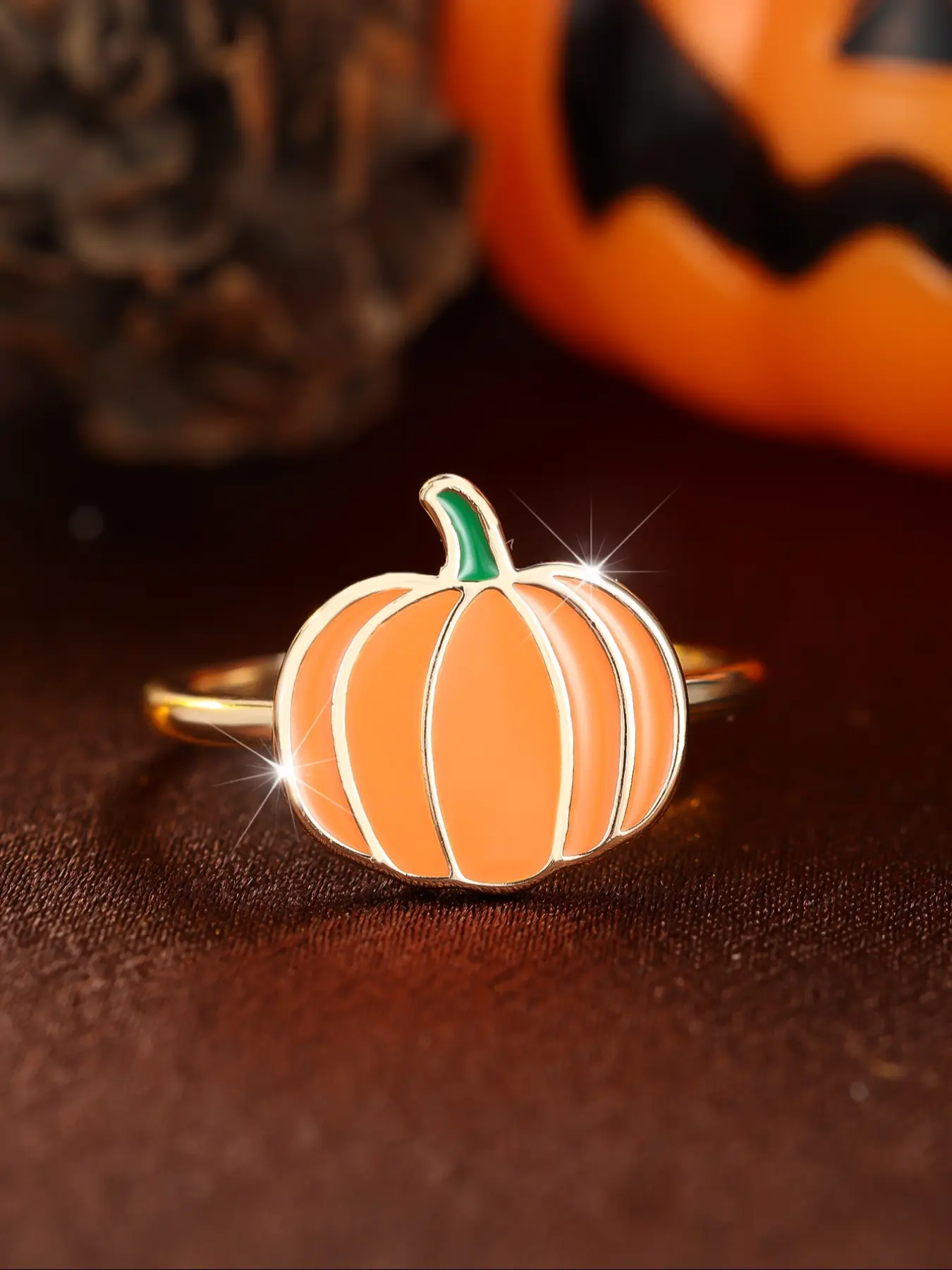 Shimmering and Adorable Golden Dripping Pumpkin Lady Ring Halloween Jewellery Designed Exclusively for Women Ladies' Jewellery Gift