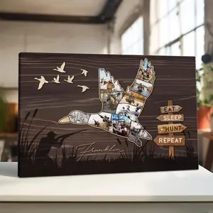 Personalized Duck Hunting Photo Collage Poster, Hunter Gift, Man Cave Decor