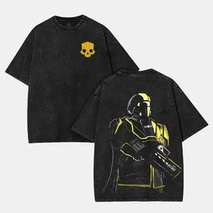 valentine shirts Helldivers 2 Art Game Washed T-Shirt Oversize Unisex, Double Printed Survival Horror Streetwear Game Merch Gift For Fan