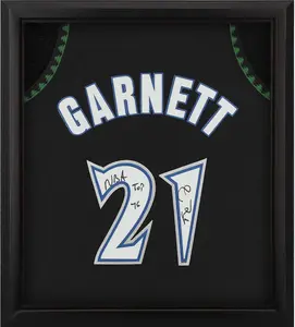 Kevin Garnett Minnesota Timberwolves Framed Autographed Mitchell & Ness Black 1997-1998 Authentic Jersey Shadowbox with "NBA Top 75" Inscription - Fanatics Authentic Certified