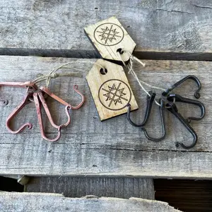 Hand Forged Blacksmith Horseshoe Nail Hook Set - Heat Treated & Oil Quenched - Set of 5 with Custom Box