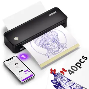 JADENS Wireless Tattoo Transfer Stencil Printer, Portable Thermal Tattoo Machine for Tattoo Beginners with 40pcs Stencil Paper, Rechargeable & Inkless