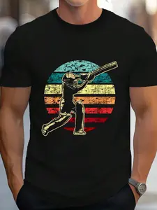 100% Cotton Retro Vintage Cricket Game - Cricketer Cricketing Batting T-Shirt Women's Men's Graphic Tee Crew Neck summer vacation Tops