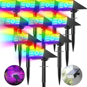WELALO Solar Color Changing RGB Spot Lights Outdoor, 10 Pack/7 Lighting Modes Multicolor Outdoor Lights for Yard Waterproof IP68, Halloween Christmas Solar Landscape Powered Lights Garden Pathway