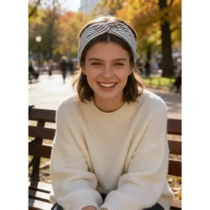 Black and White Striped Knotted Headband