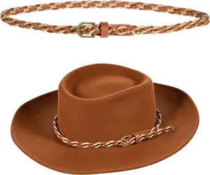 Cowboy Hat Band for Men Women Western Hat Band Adjustable Leather Hatbands Accesories for Fedora Cowgirl Hats Brown