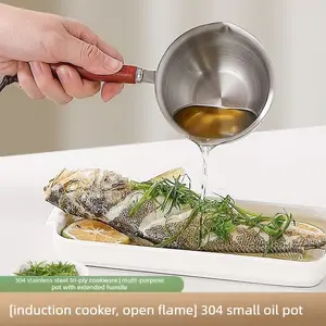 Small Hot Oil Pot, Food-Grade Stainless Steel 304 Drizzling/Pouring Pan, Mini Multifunctional Hot Oil Gadget for Home Use, Instagram-Inspired Design