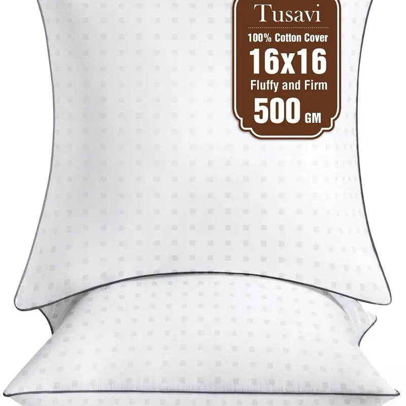 Decorative Pillow Inserts Set of 2 – White 100% Cotton Throw Pillow Inserts, 16x16 -NWT