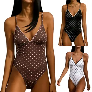 Women's Dot Print Monokini Swimsuits Fashionable Sleeveless Spaghetti StrapFit Bathing Suit 2026 New Swimsuits