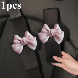 1pcs Car Safety Belt Shoulder Pad, Cute Pearl Bow Design, Universal Car Interior Accessory, Anti-Choking Protection Cover, Girly Car Accessories
