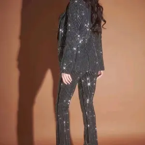 Positioned With Purpose Pinstripe Blazer with Rhinestones