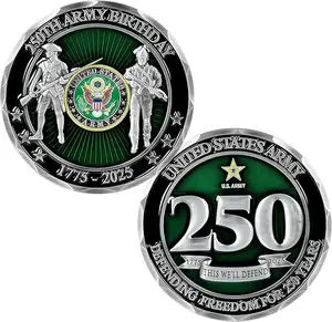 United States Army 250th Anniversary Challenge Coin, 1775-2025 Collectible, Gifts for Soldiers
