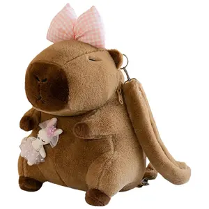 Cute Capybara Plush Backpack Funny Cartoon Capybara Shoulder Bag Student Fur Bag Plush Capybara School Bag for Kids