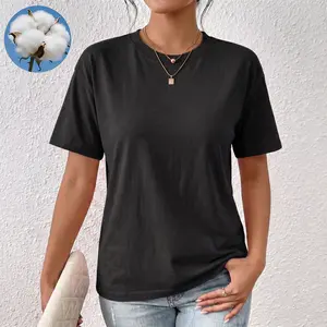 New Summer Women’s Pure Cotton Short-Sleeve T-Shirt — Simple Design, Lightweight Solid Color Top, Loose Fit, Breathable and Comfortable Crew Neck Tee