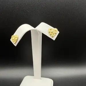 10k Gold Heart Nugget Stud Earrings with Push Back for Elegant Everyday Wear