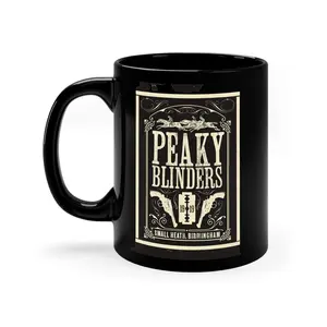 PEAKY BLINDERS - Black Coffee Mug 11oz, Est 1919 Birmingham, England, Shelby Brothers