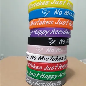 No Mistakes Just Happy Accidents Rubber Bracelet