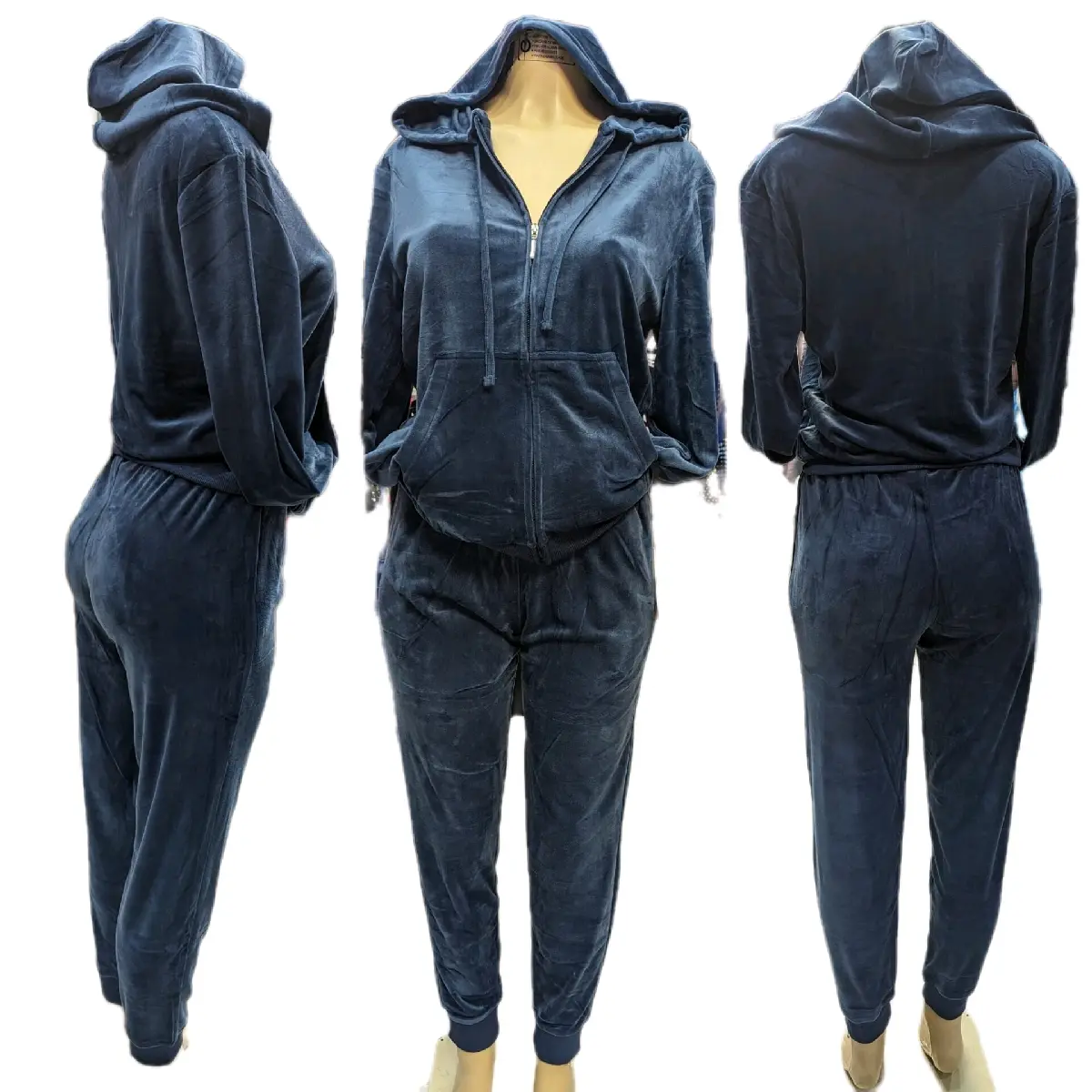 ice blue velour sweatsuit set Long Sleeve Long Sleeve Machine Washable