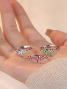 Butterfly Design Rhinestone Decorated Ring, Fashion Accessories for Women & Girls, Trendy All-match & Exquisite Jewelry for Birthday Gift