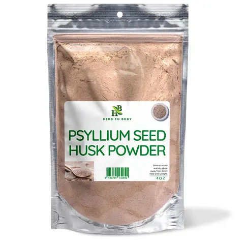 Psyllium Husk Powder (Seed) - 4 oz (113 g) and 1lb (454 g) | Finely Milled Soluble Fiber | Plantago Ovata | Wildcrafted | Herb To Body