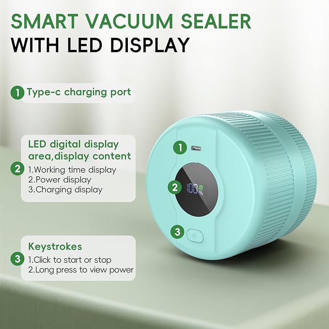 Mason Jar Vacuum Sealer Kit, Electric Sealer for Wide and Regular Mouth Mason Lids, Canning Vacuum Sealer Mason Jar, Automatic Vacuum Sealer Machine for Food Storage