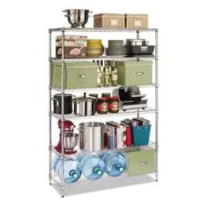 212 MAIN Commercial Black Steel Wire Shelving Racks - 6-Shelf, Open Airflow Design, Snap-Assembly Organiser for Commercial Storage Needs