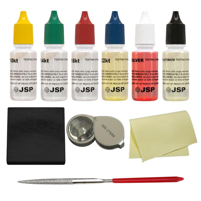 10k 14k 18k 22K 24K Gold Silver Jewelry Test Kit Acid Precious Metals Magnifier