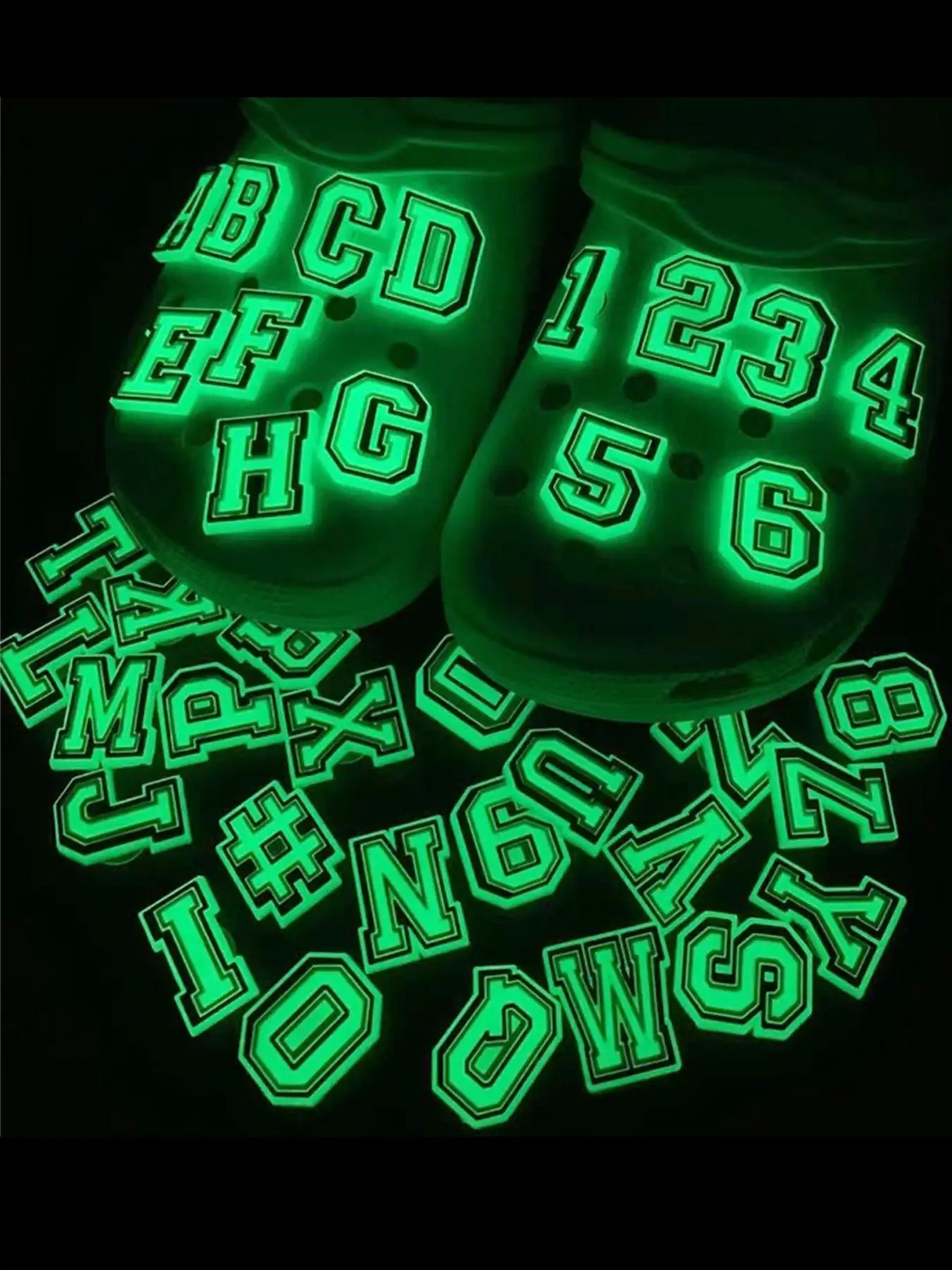 26pcs Luminous Letters Cartoon Decoration, Glow in the Dark Shoes Decoration, Shoes Accessories For Vented Clogs, Valentine's Day, Gift